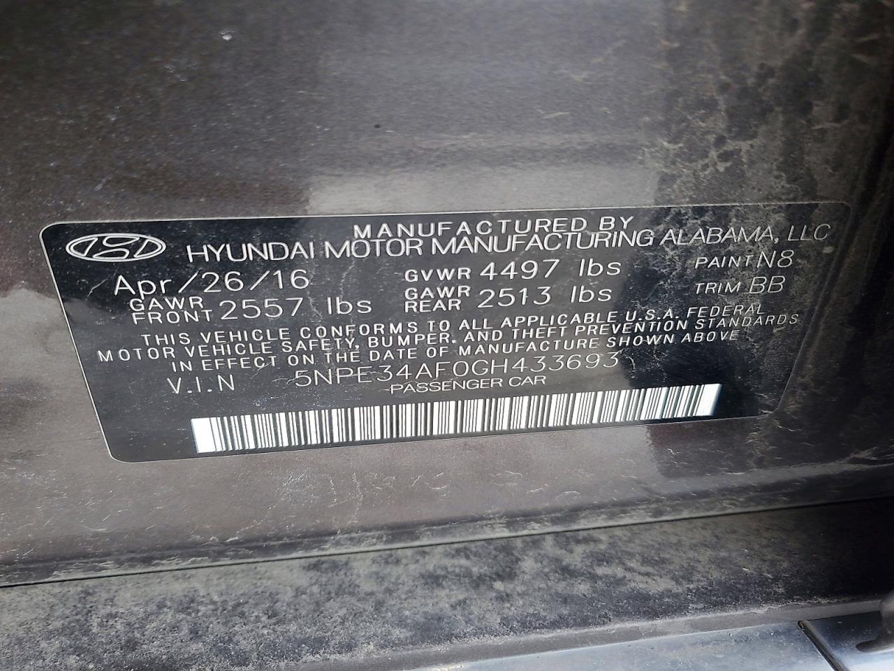 2016 HYUNDAI SONATA