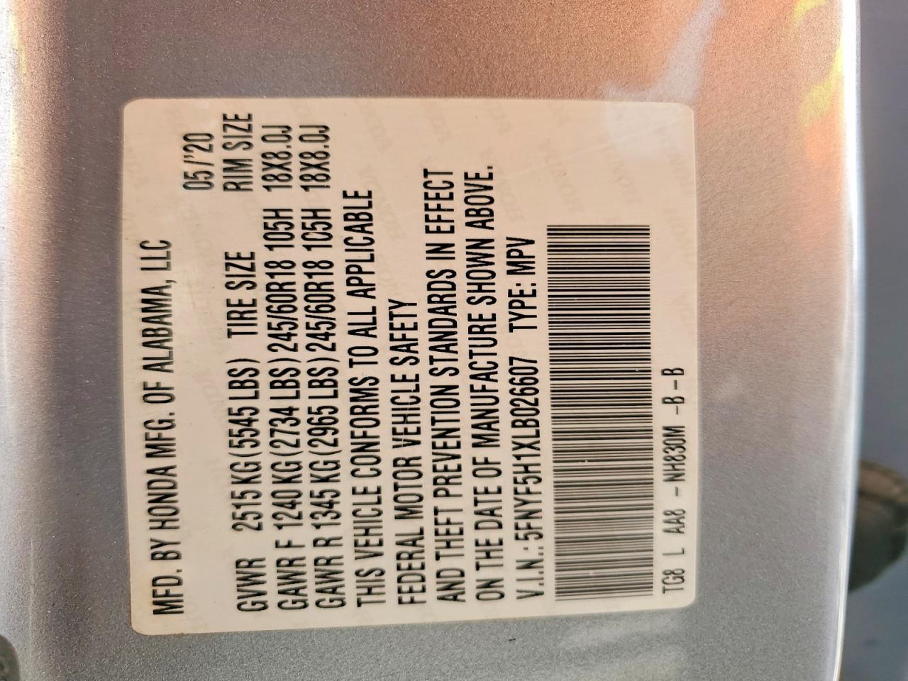 2020 HONDA PILOT