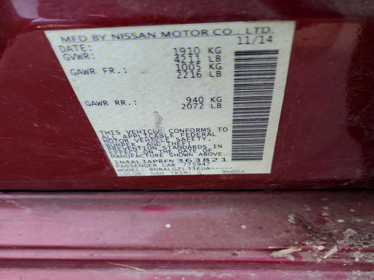2015 NISSAN ALTIMA