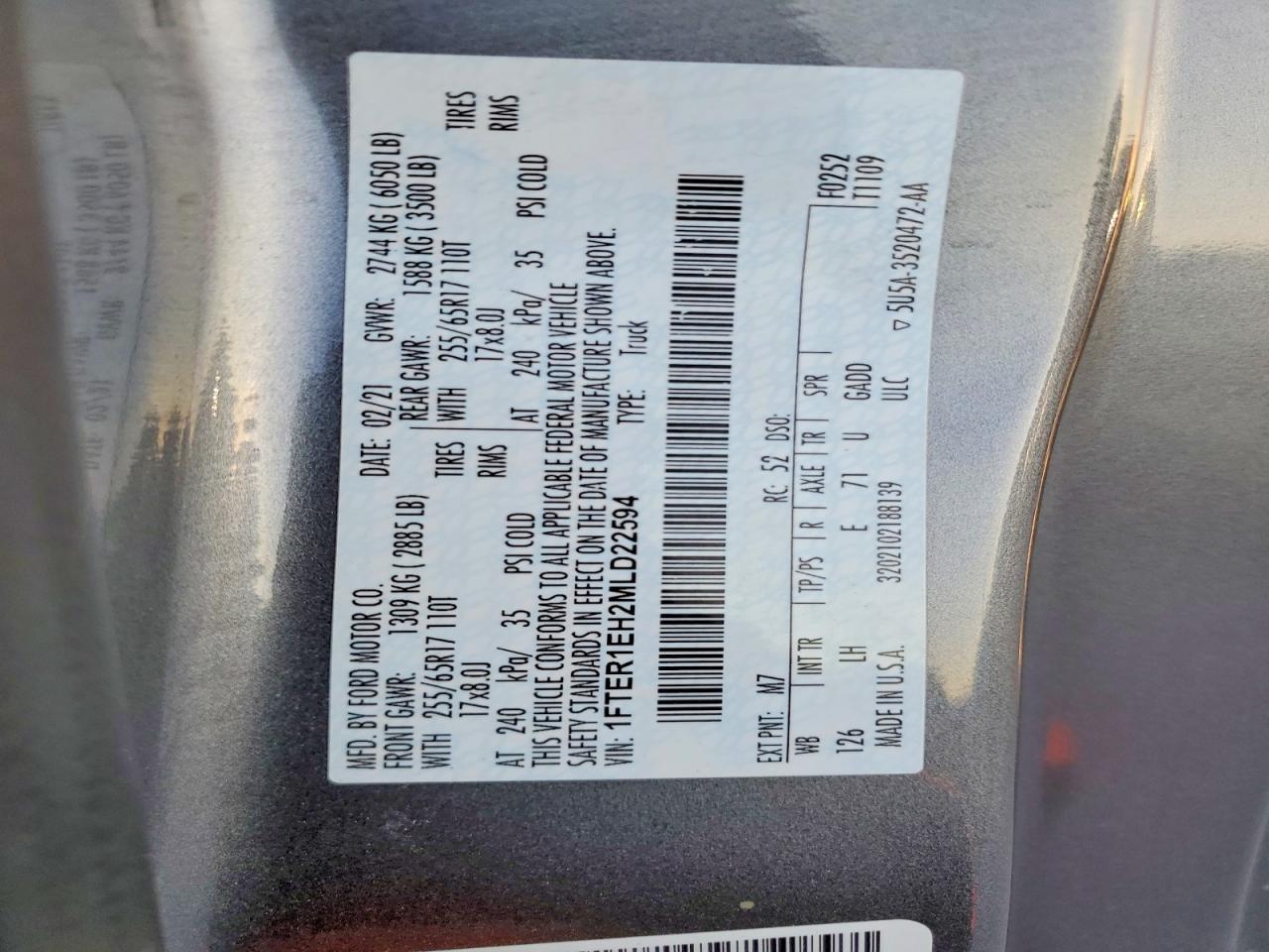 2021 FORD RANGER