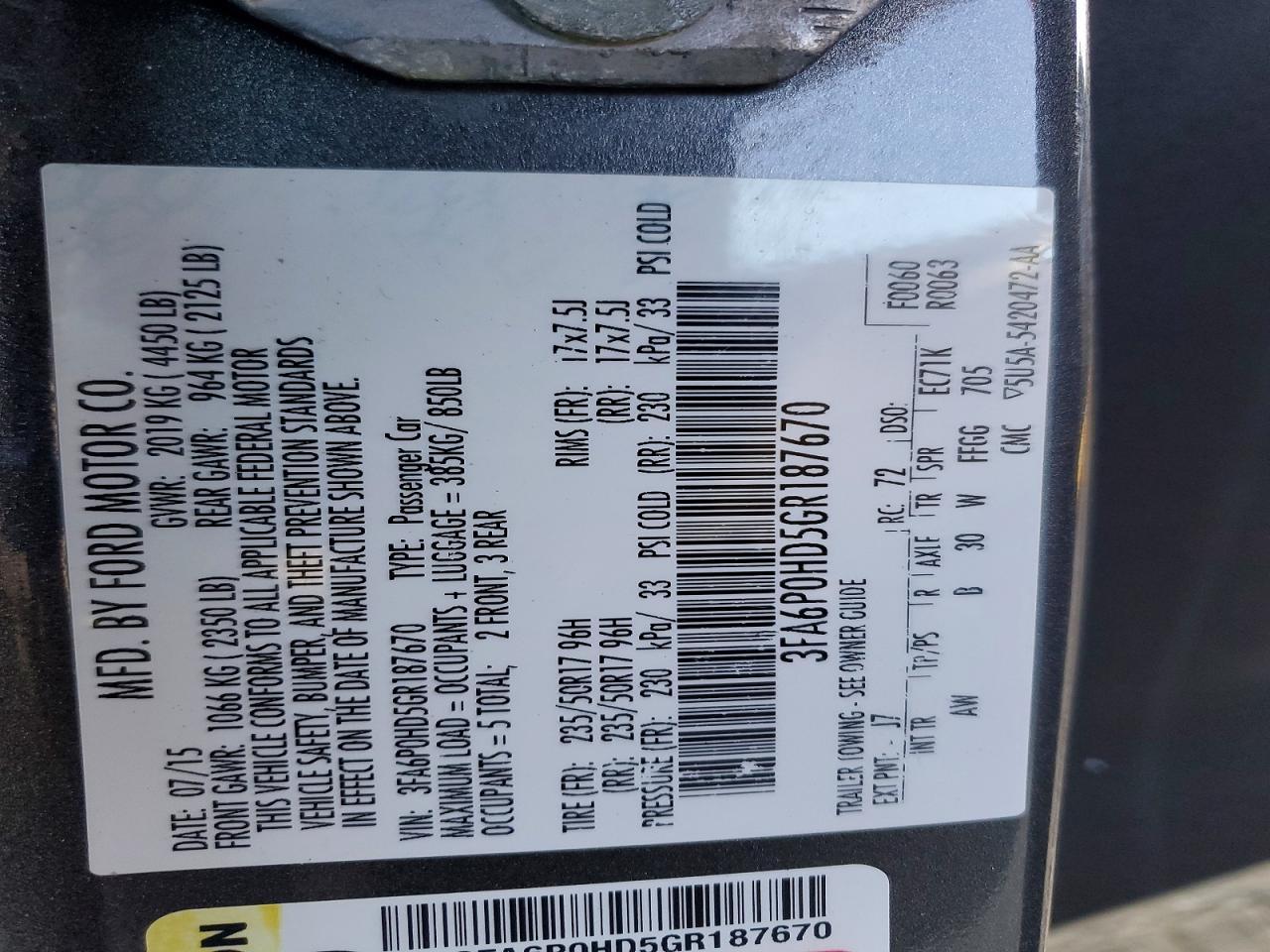 2016 FORD FUSION