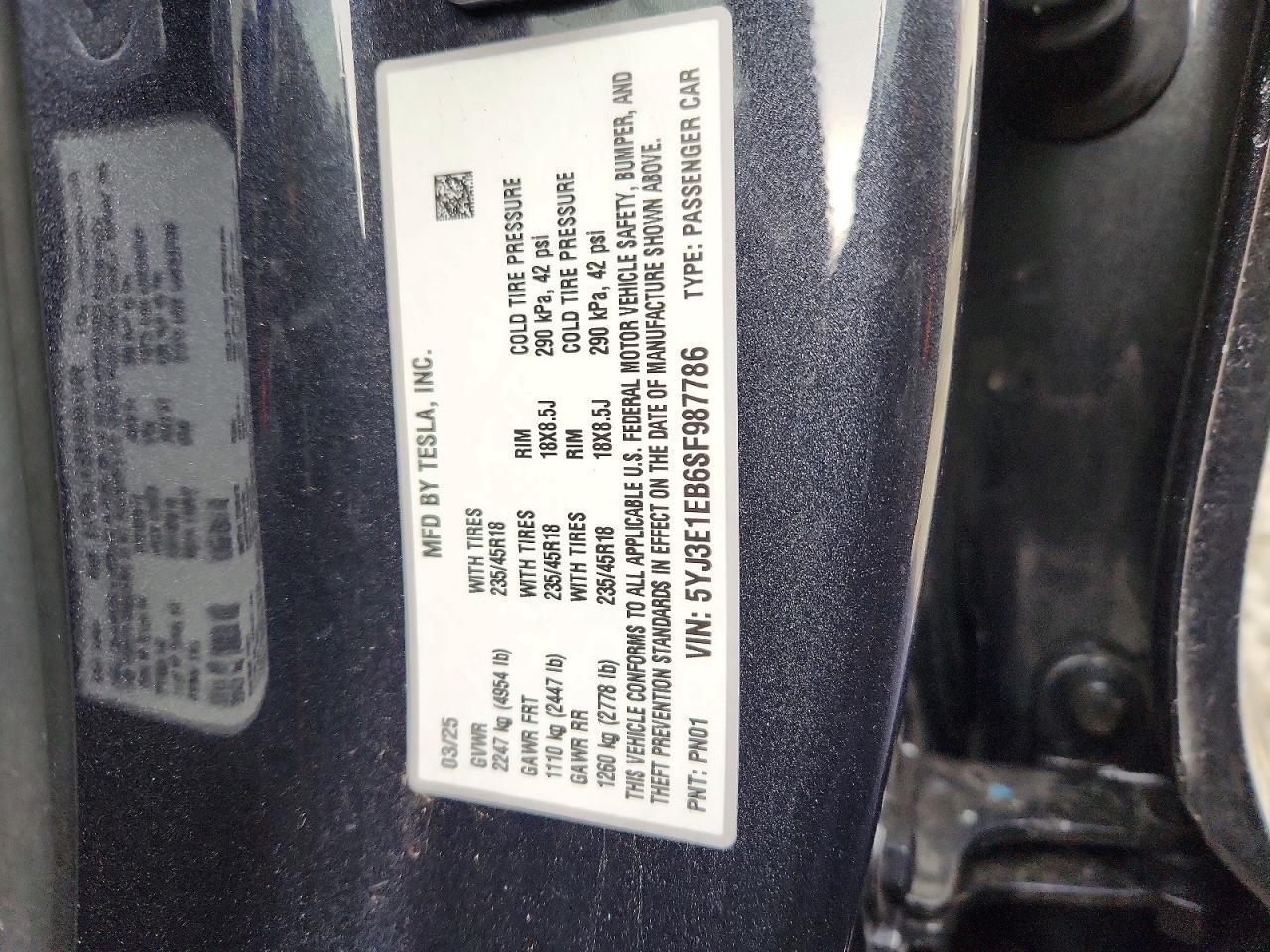 2025 TESLA MODEL 3