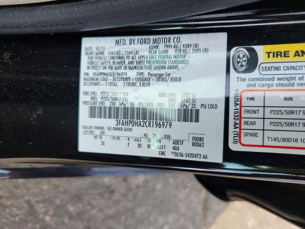 2012 FORD FUSION