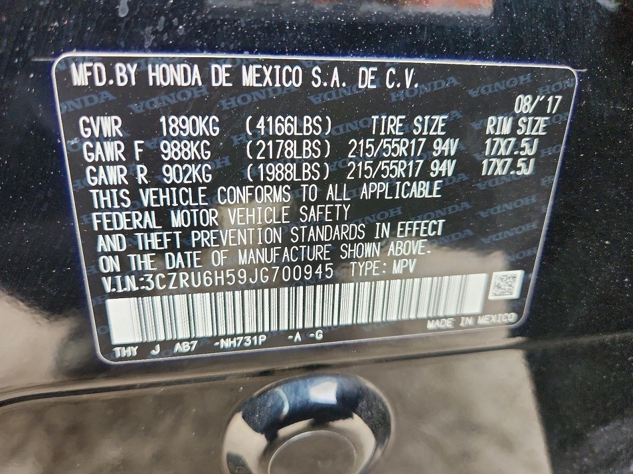 2018 HONDA HR-V