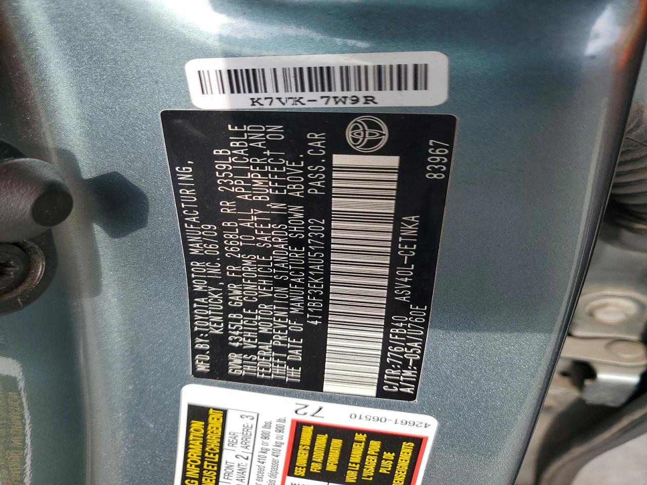 2010 TOYOTA CAMRY