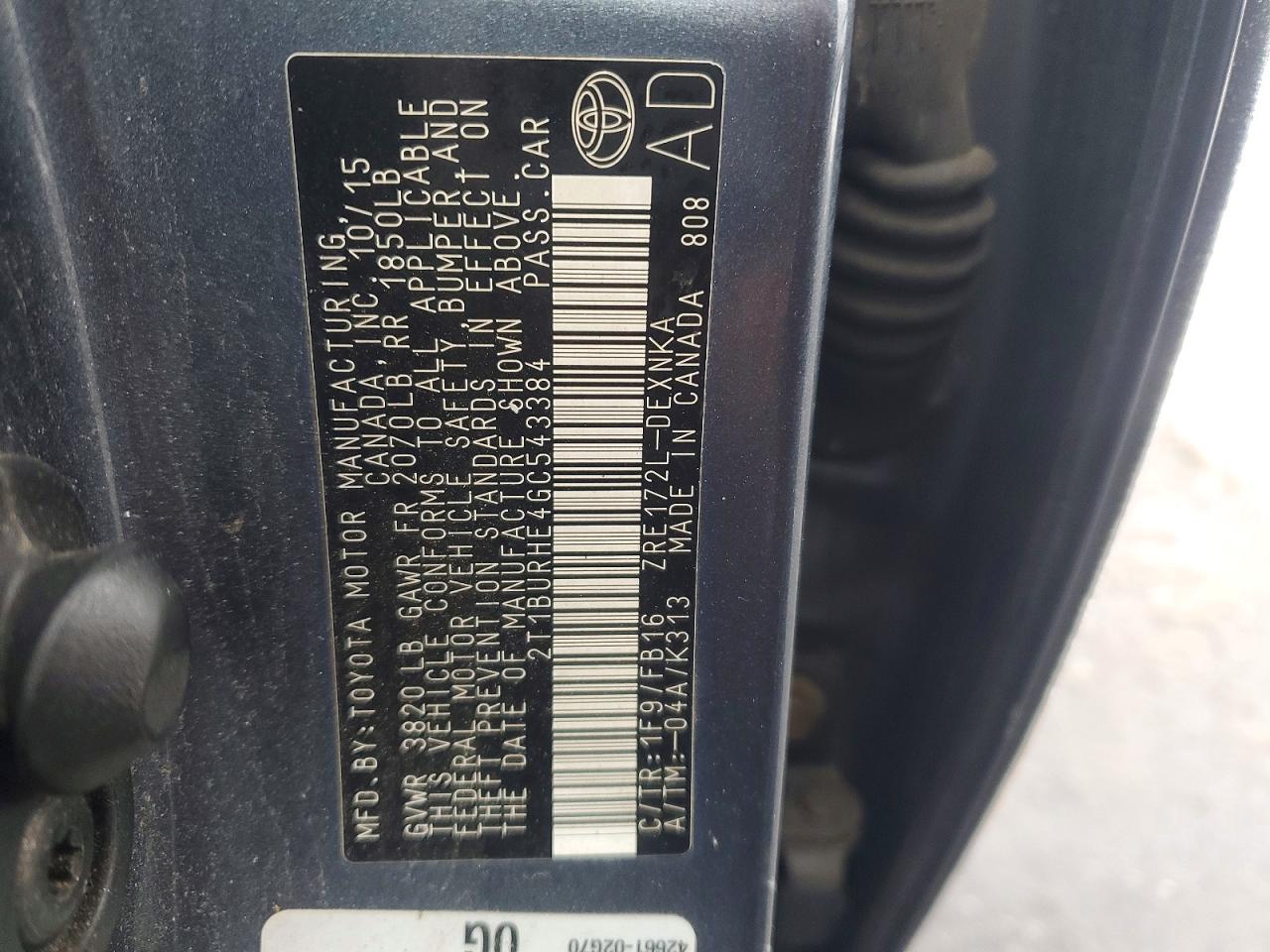 2016 TOYOTA COROLLA