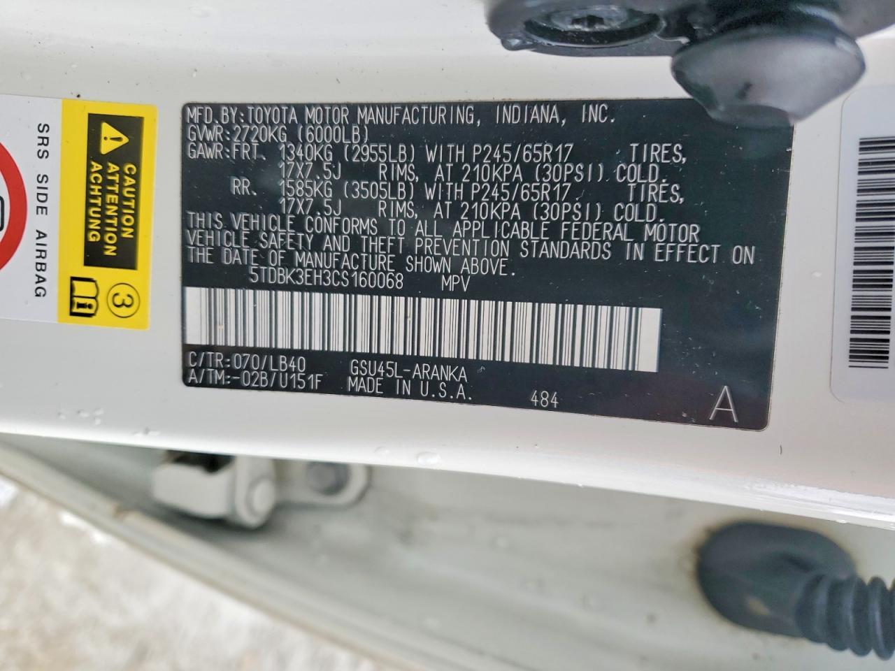2012 TOYOTA HIGHLANDER