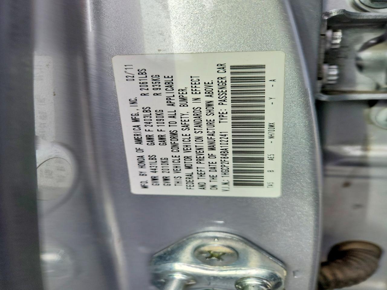 2011 HONDA ACCORD
