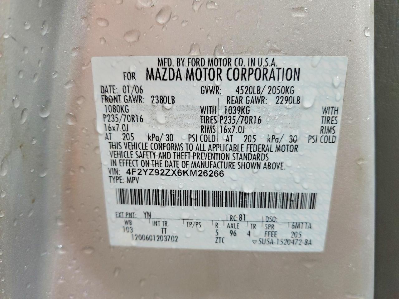 2006 MAZDA Tribute