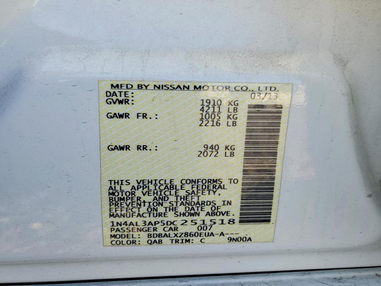 2013 NISSAN ALTIMA
