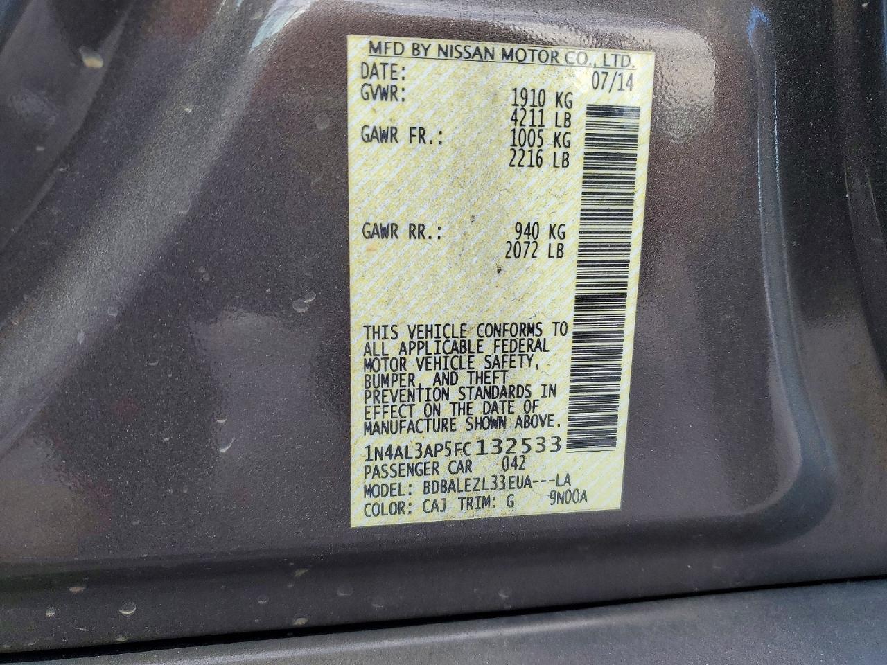 2015 NISSAN ALTIMA