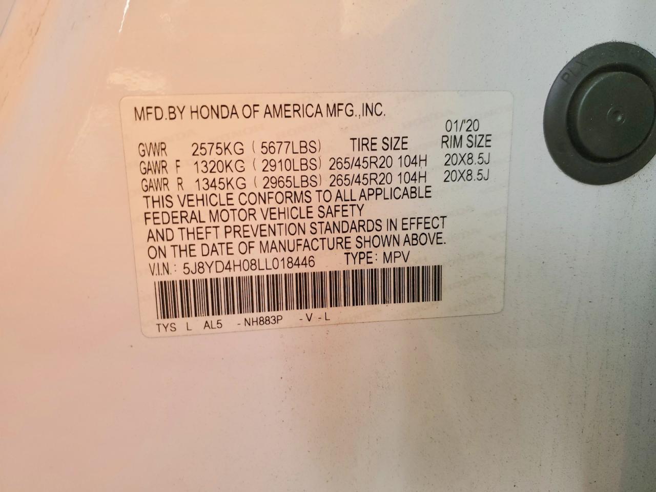 2020 ACURA MDX