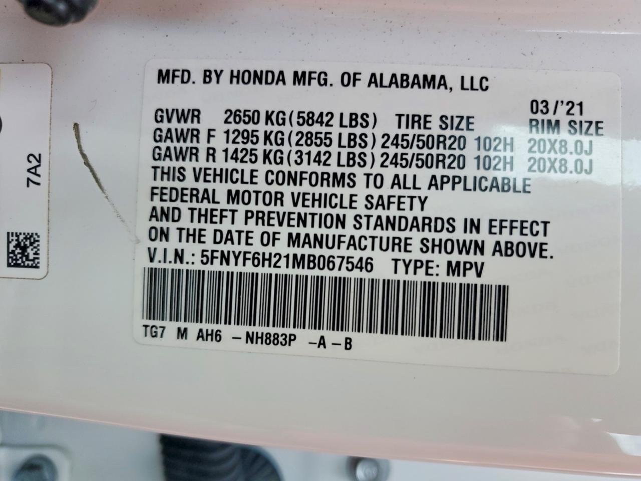 2021 HONDA PILOT