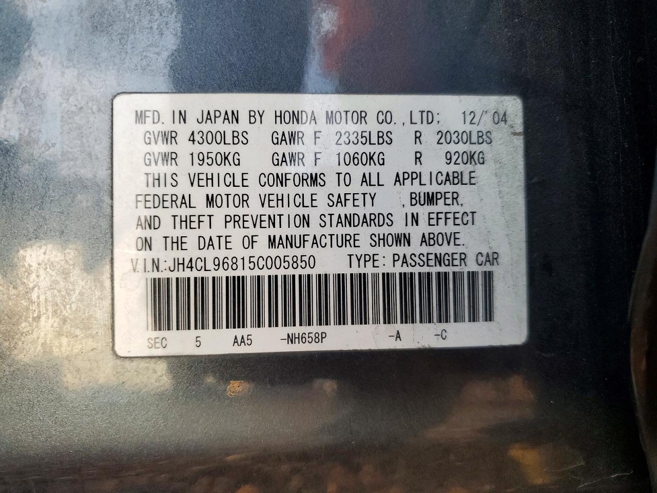 2005 ACURA TSX
