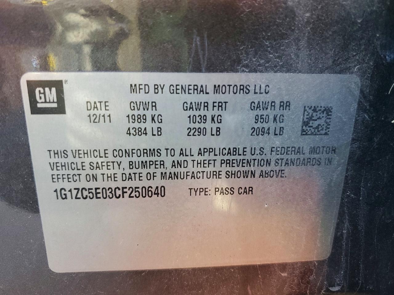 2012 CHEVROLET MALIBU