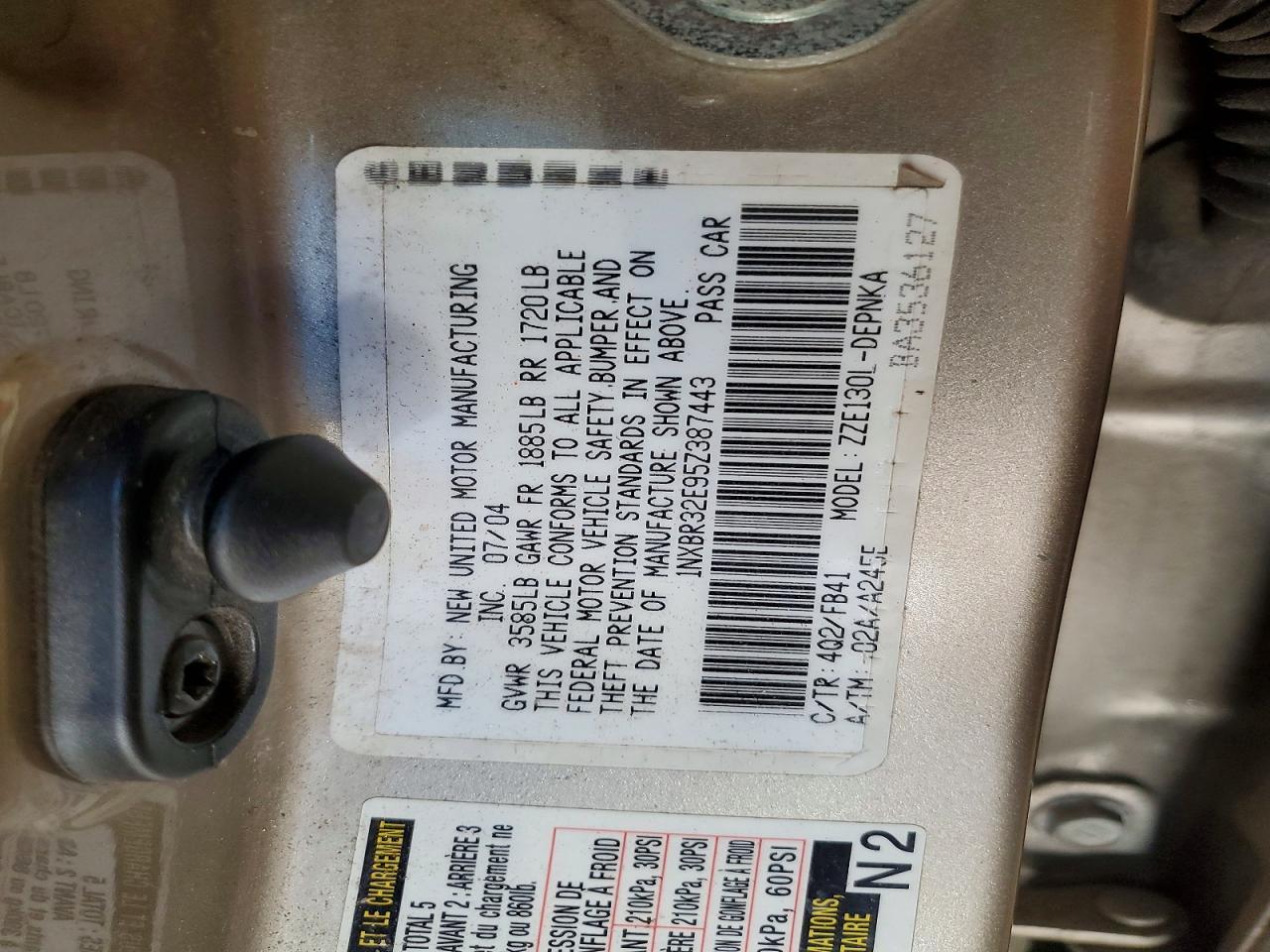 2005 TOYOTA COROLLA
