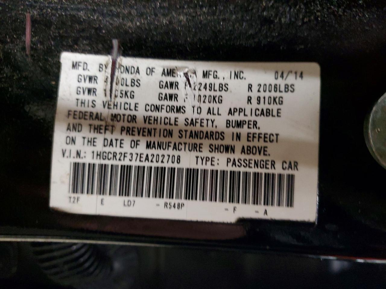 2014 HONDA ACCORD