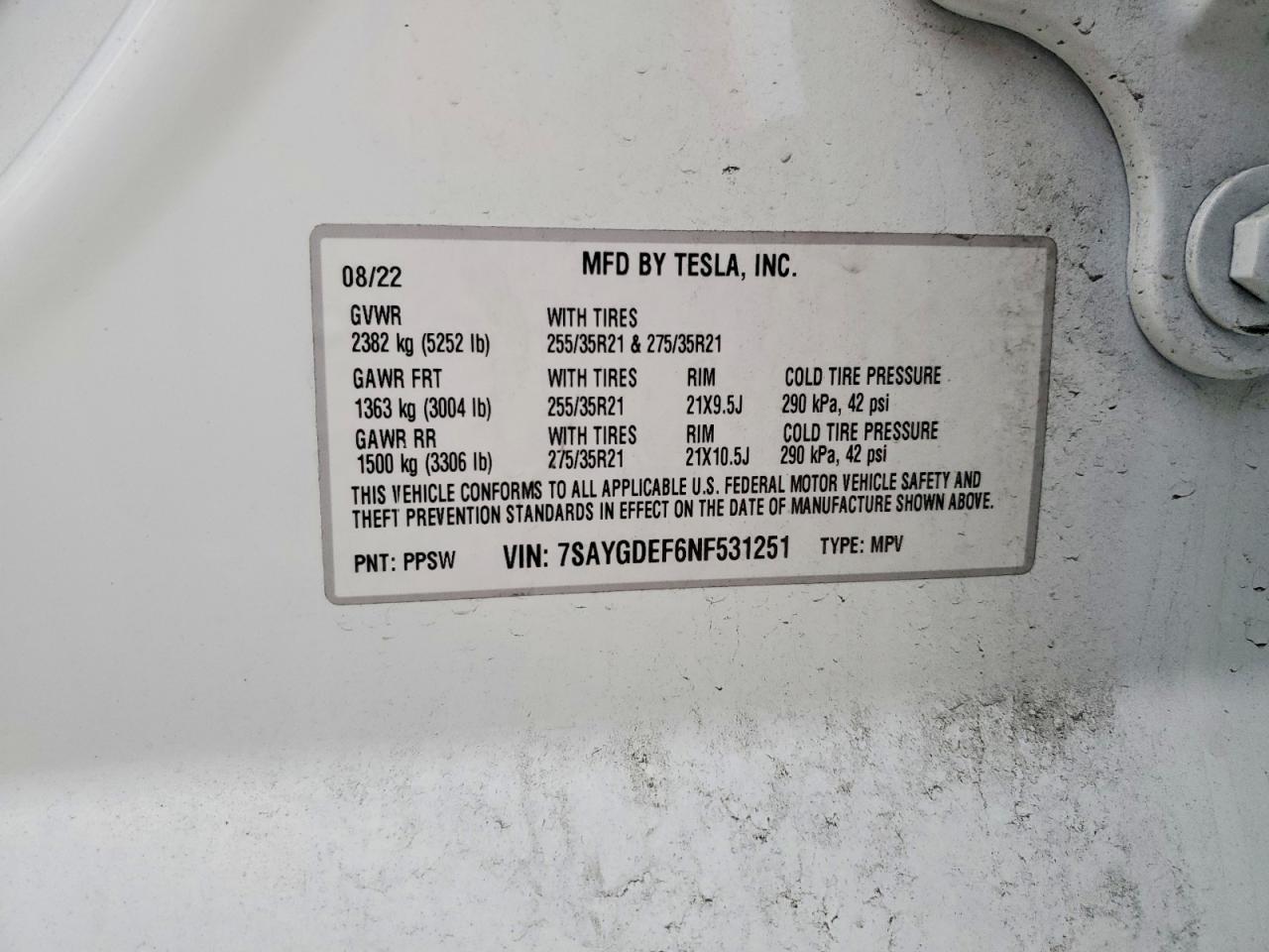 2022 TESLA MODEL Y