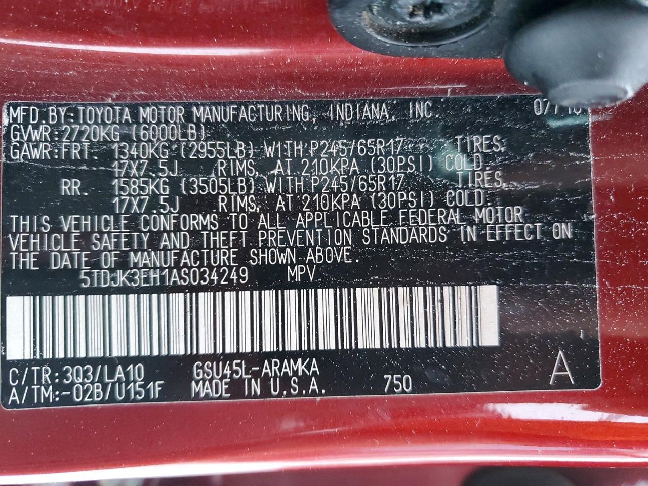 2010 TOYOTA HIGHLANDER
