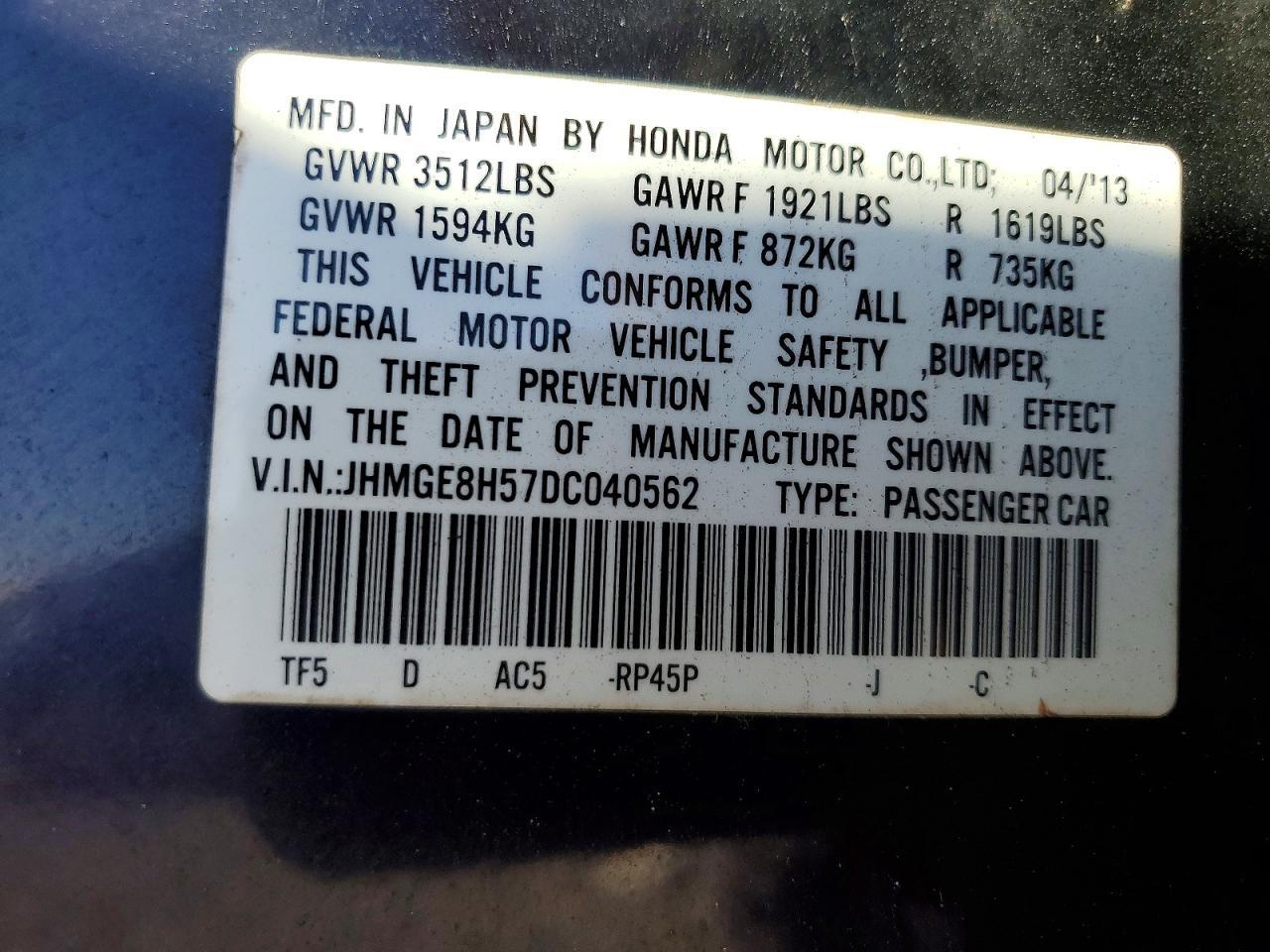 2013 HONDA FIT