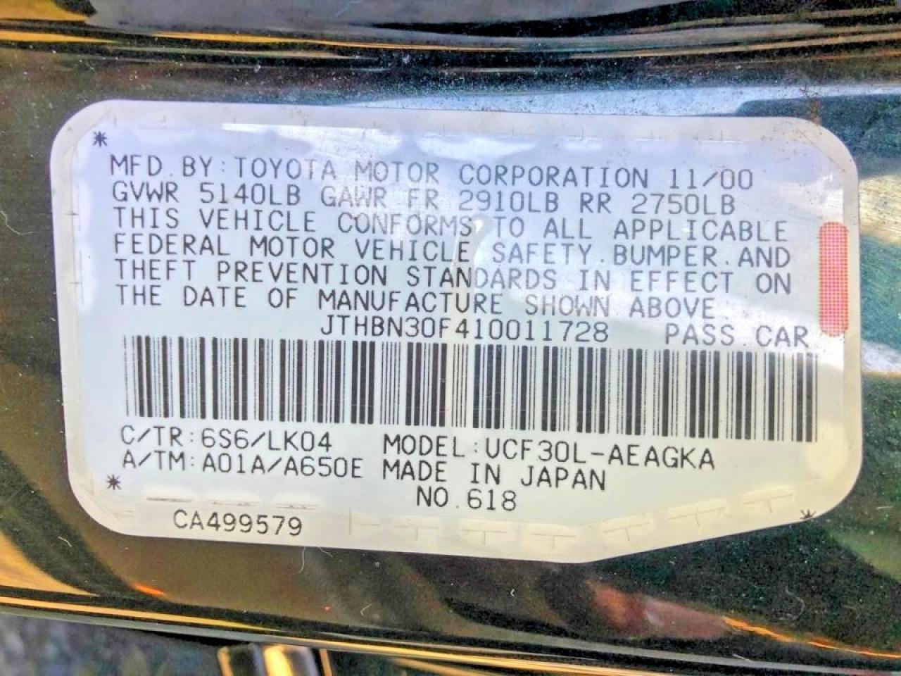 2001 LEXUS Ls 430