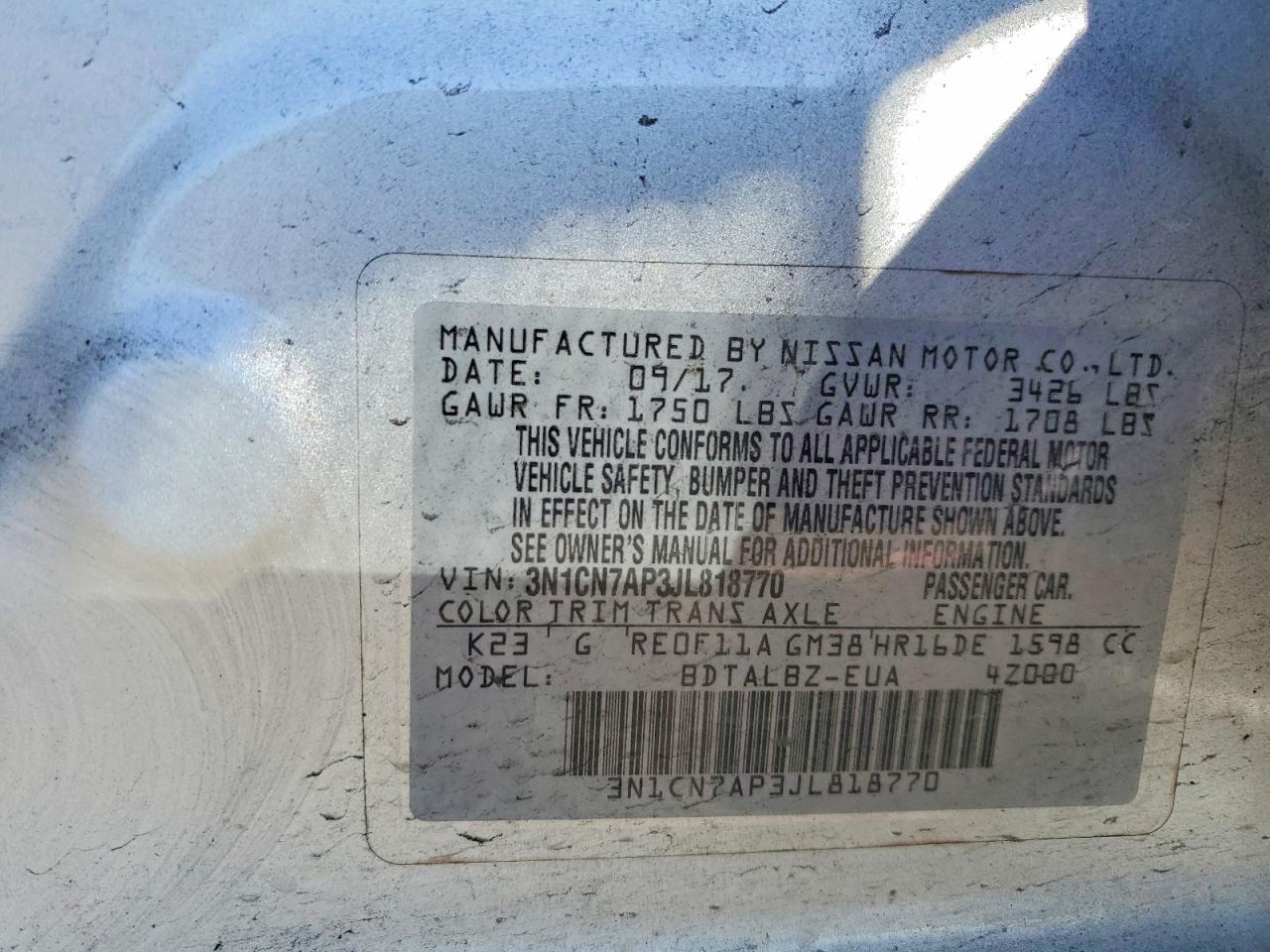 2018 NISSAN VERSA
