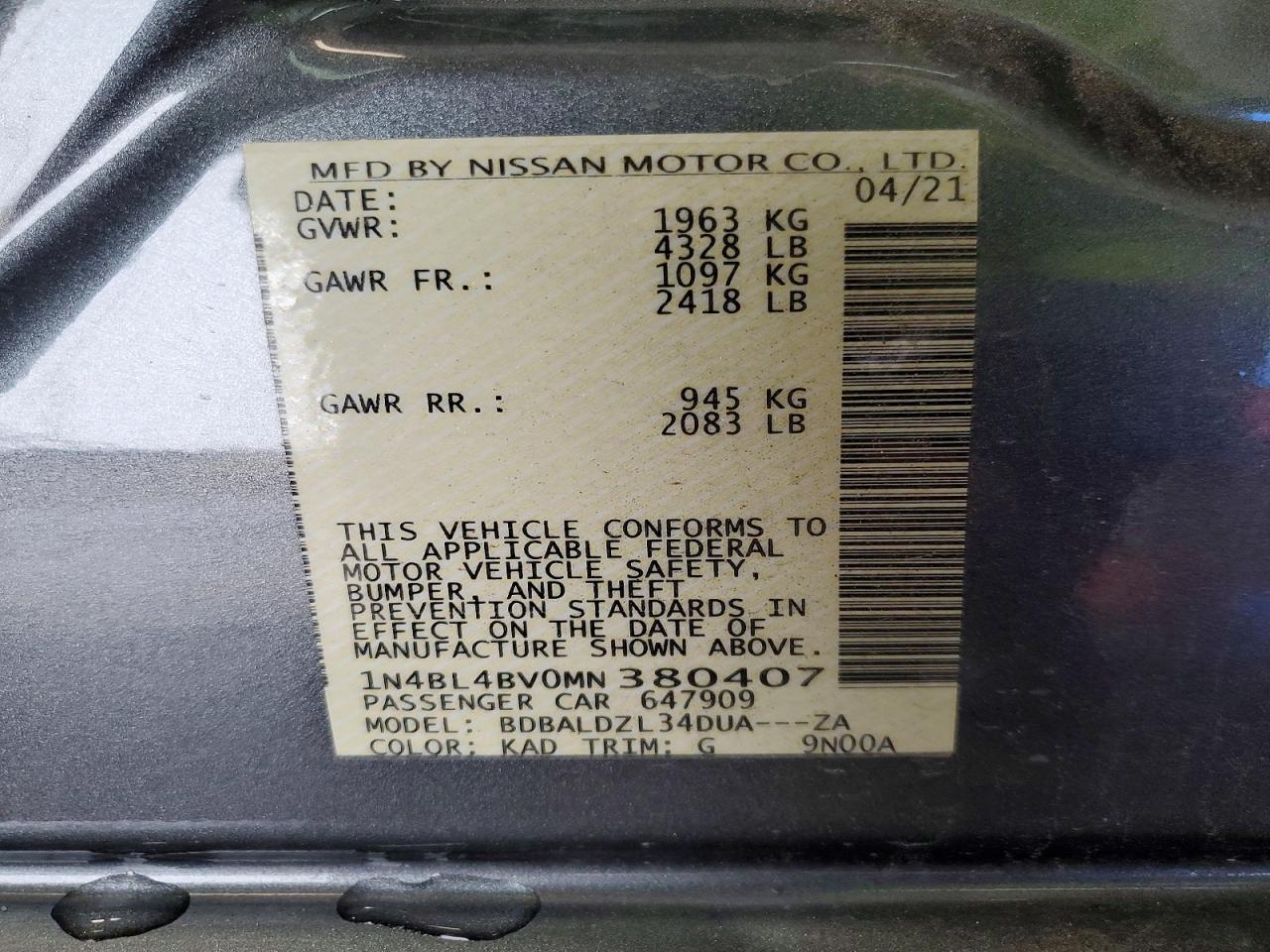 2021 NISSAN ALTIMA