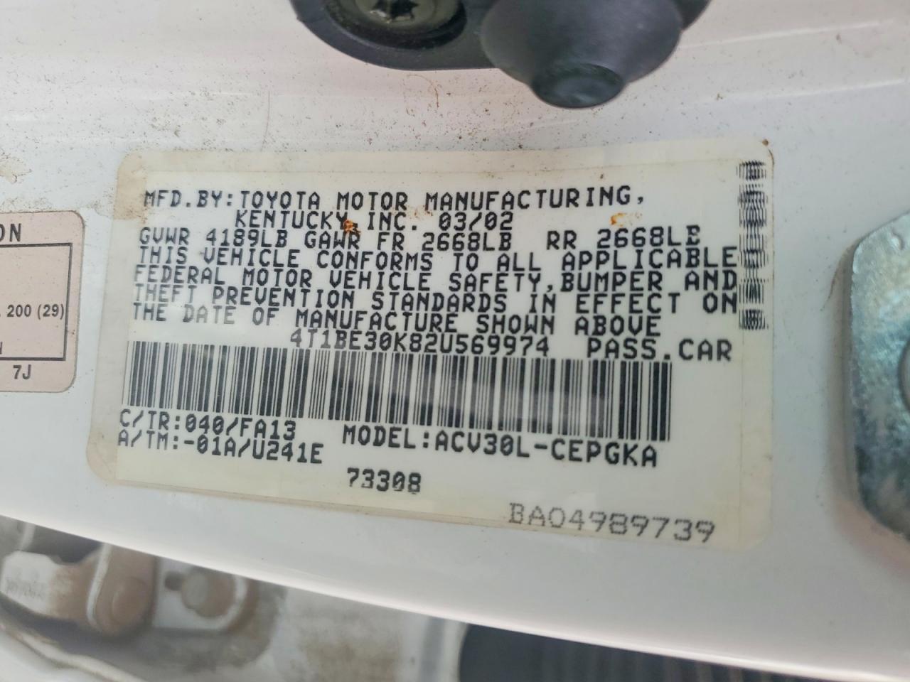 2002 TOYOTA CAMRY