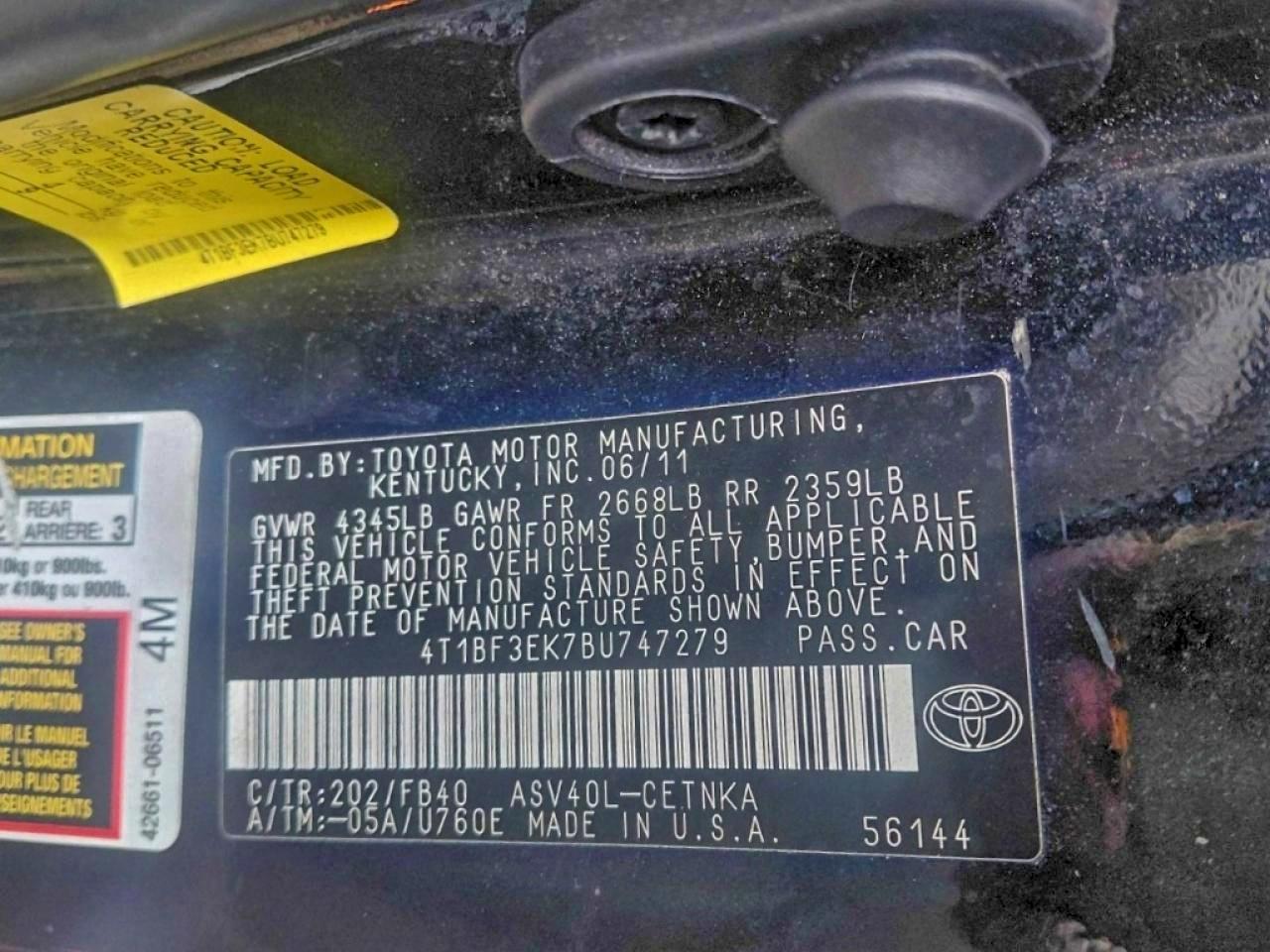 2011 TOYOTA CAMRY