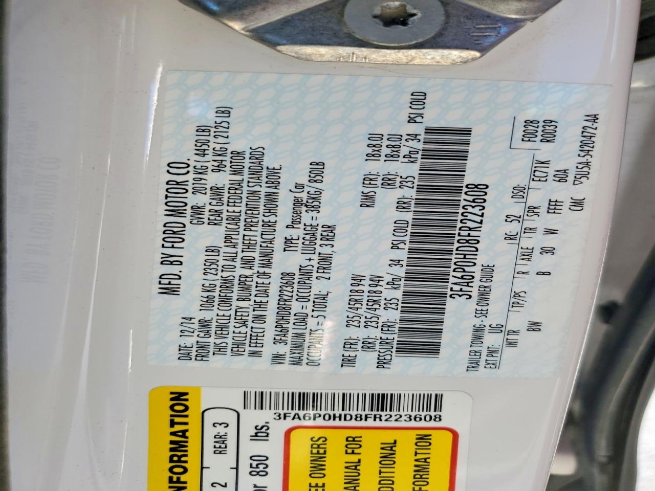 2015 FORD FUSION