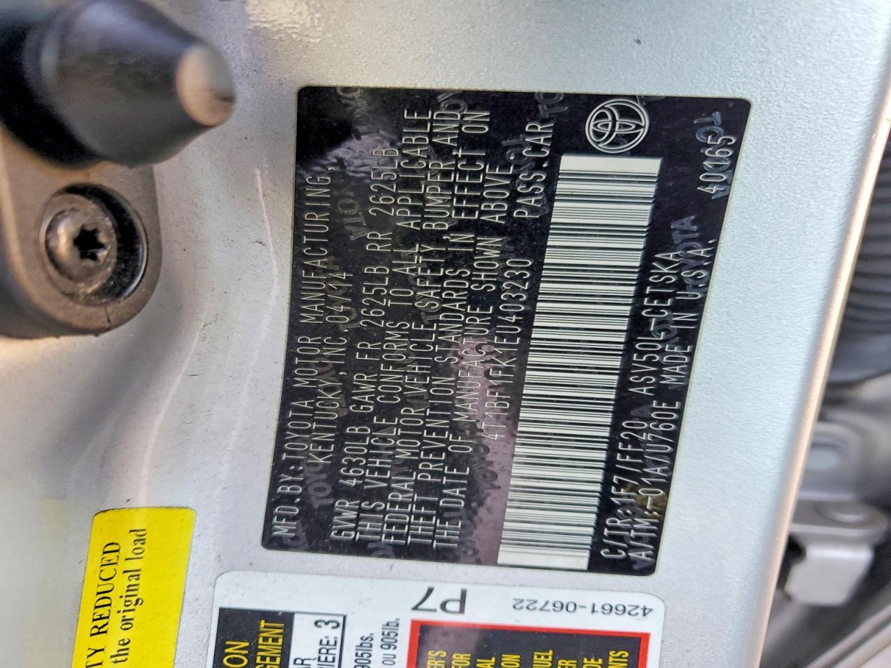 2014 TOYOTA CAMRY