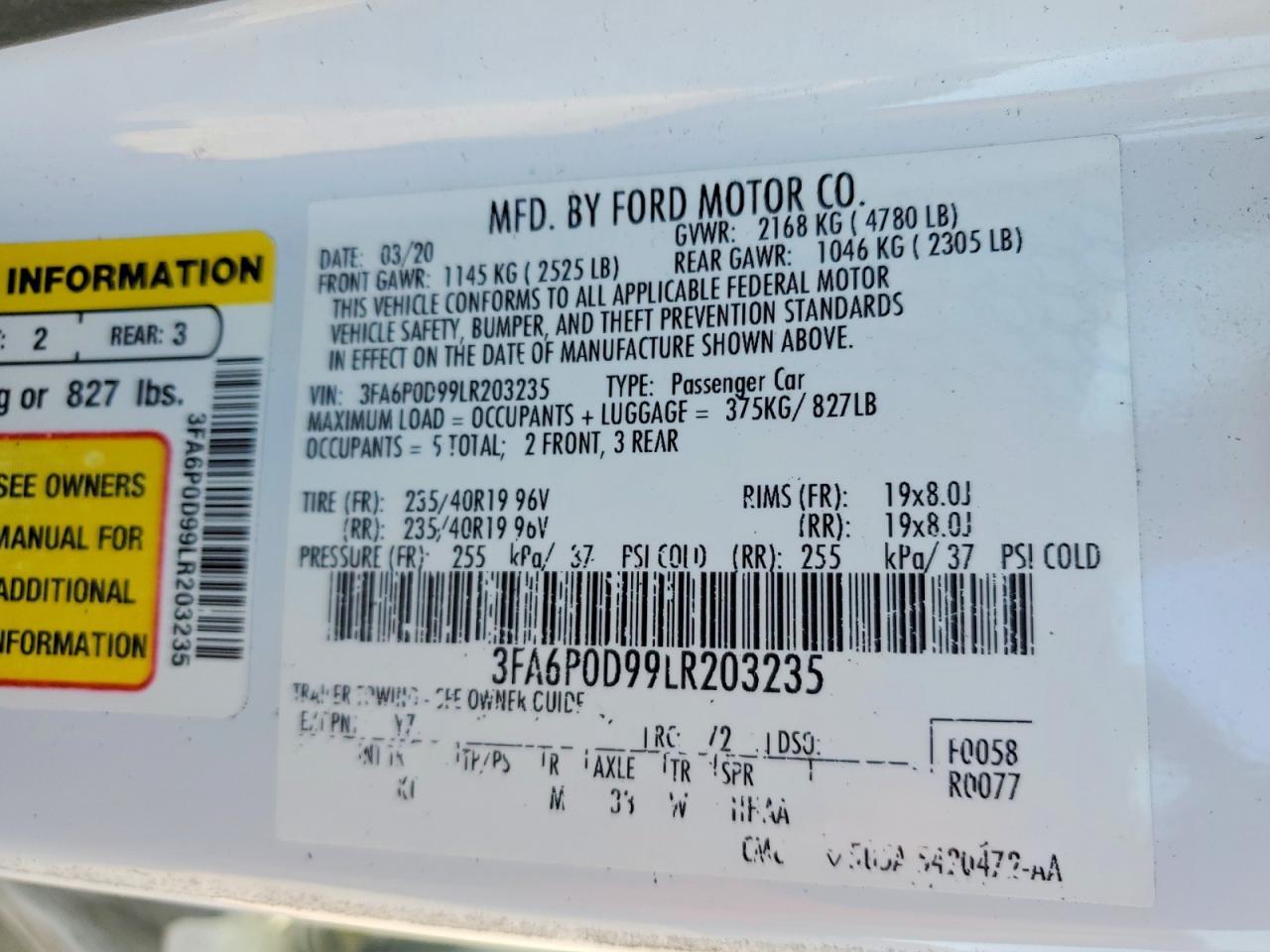 2020 FORD FUSION