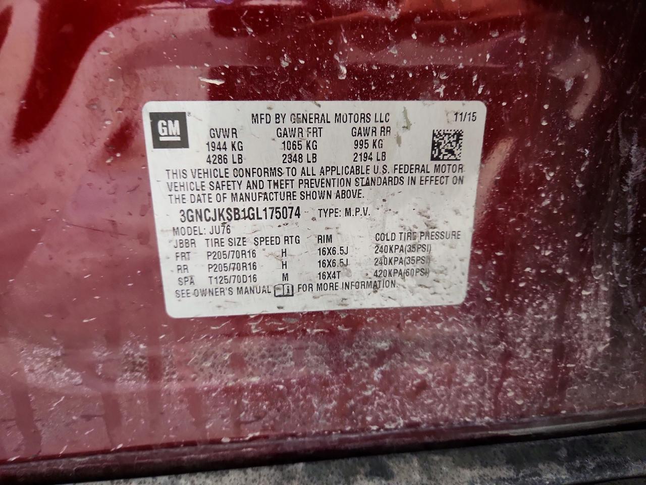 2016 CHEVROLET TRAX