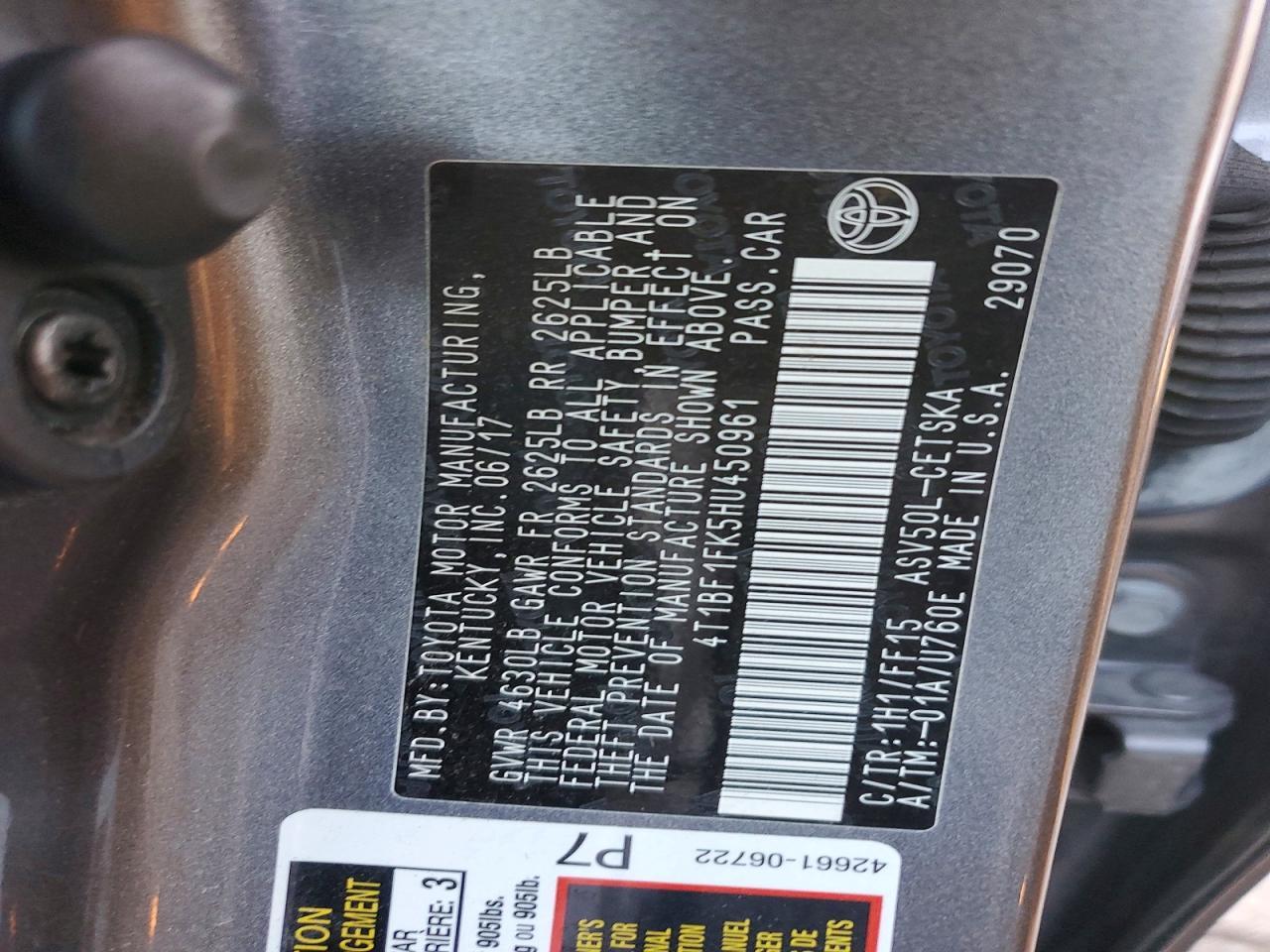2017 TOYOTA CAMRY