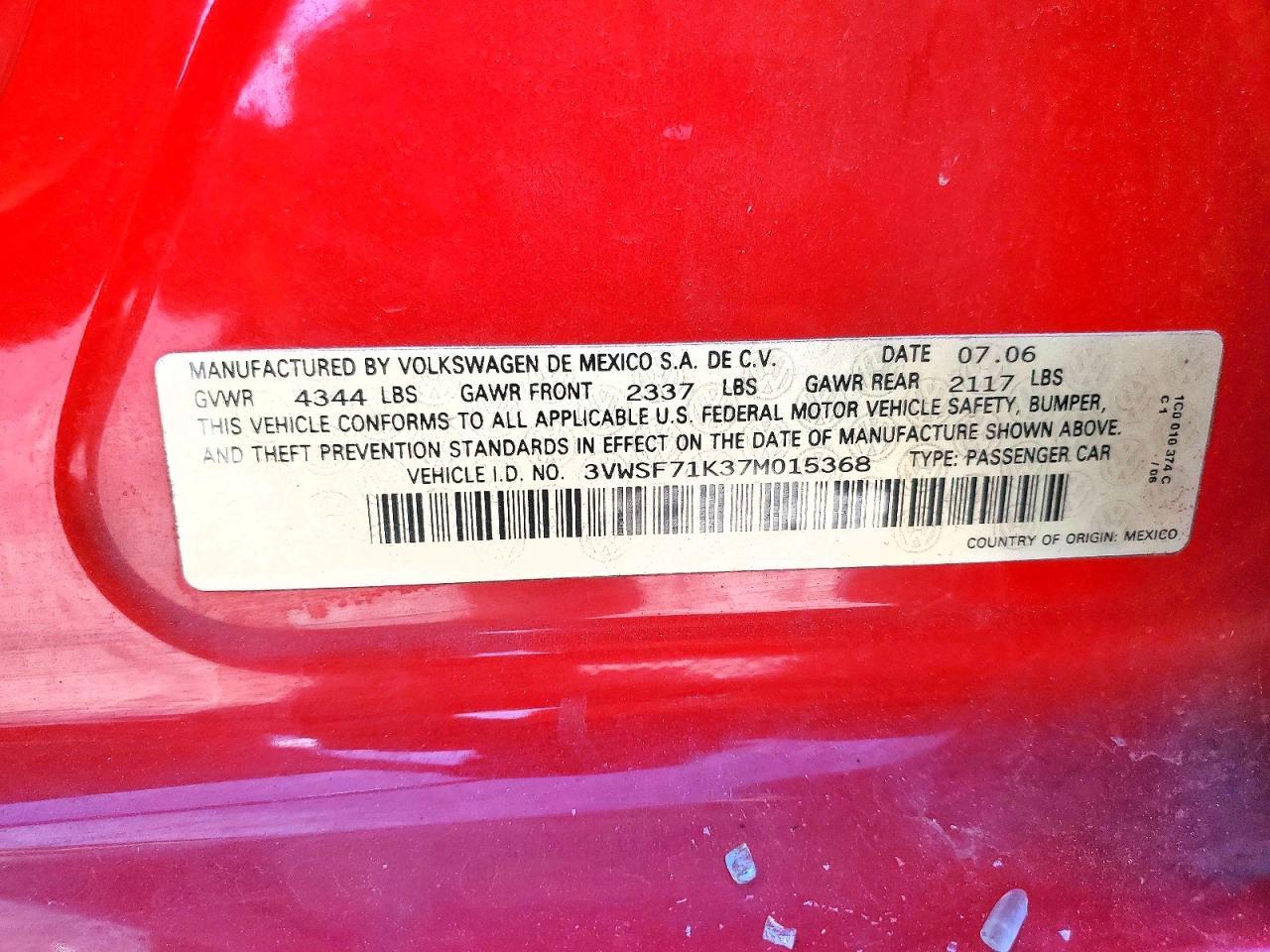 2007 VOLKSWAGEN JETTA