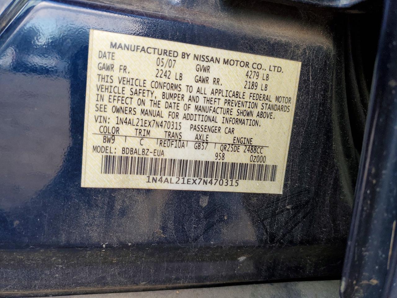 2007 NISSAN ALTIMA
