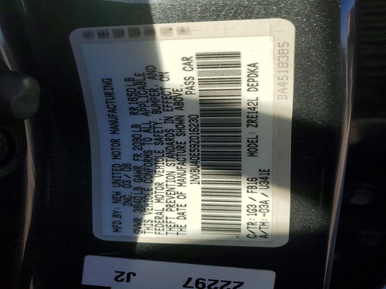 2009 TOYOTA COROLLA