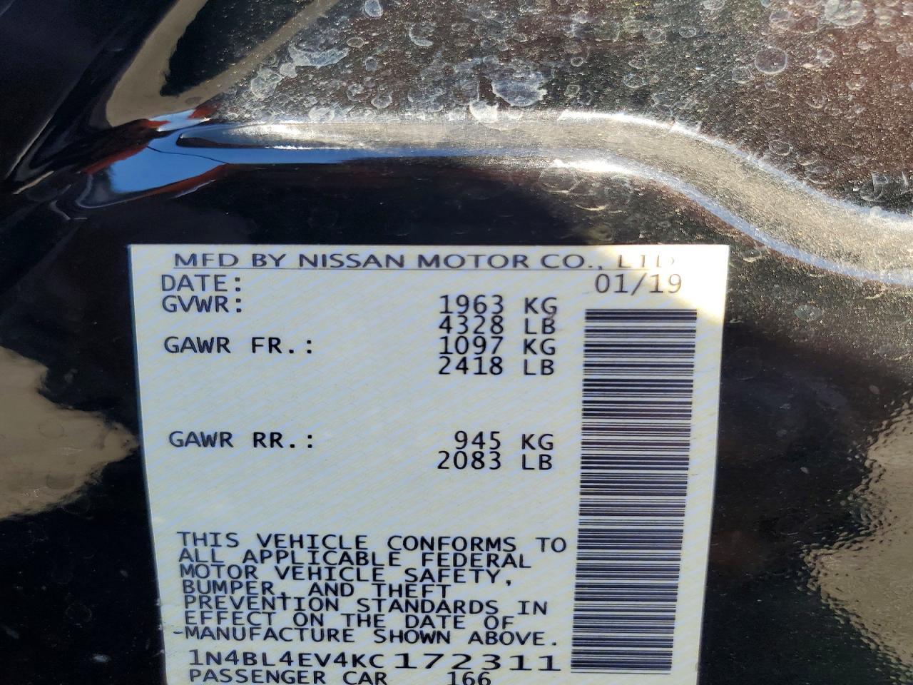 2019 NISSAN ALTIMA