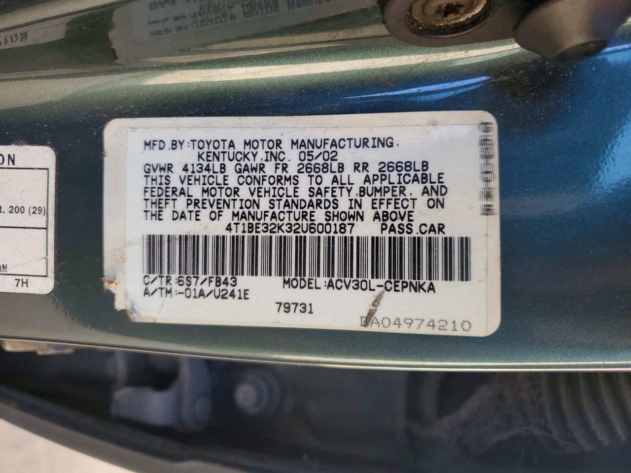 2002 TOYOTA CAMRY