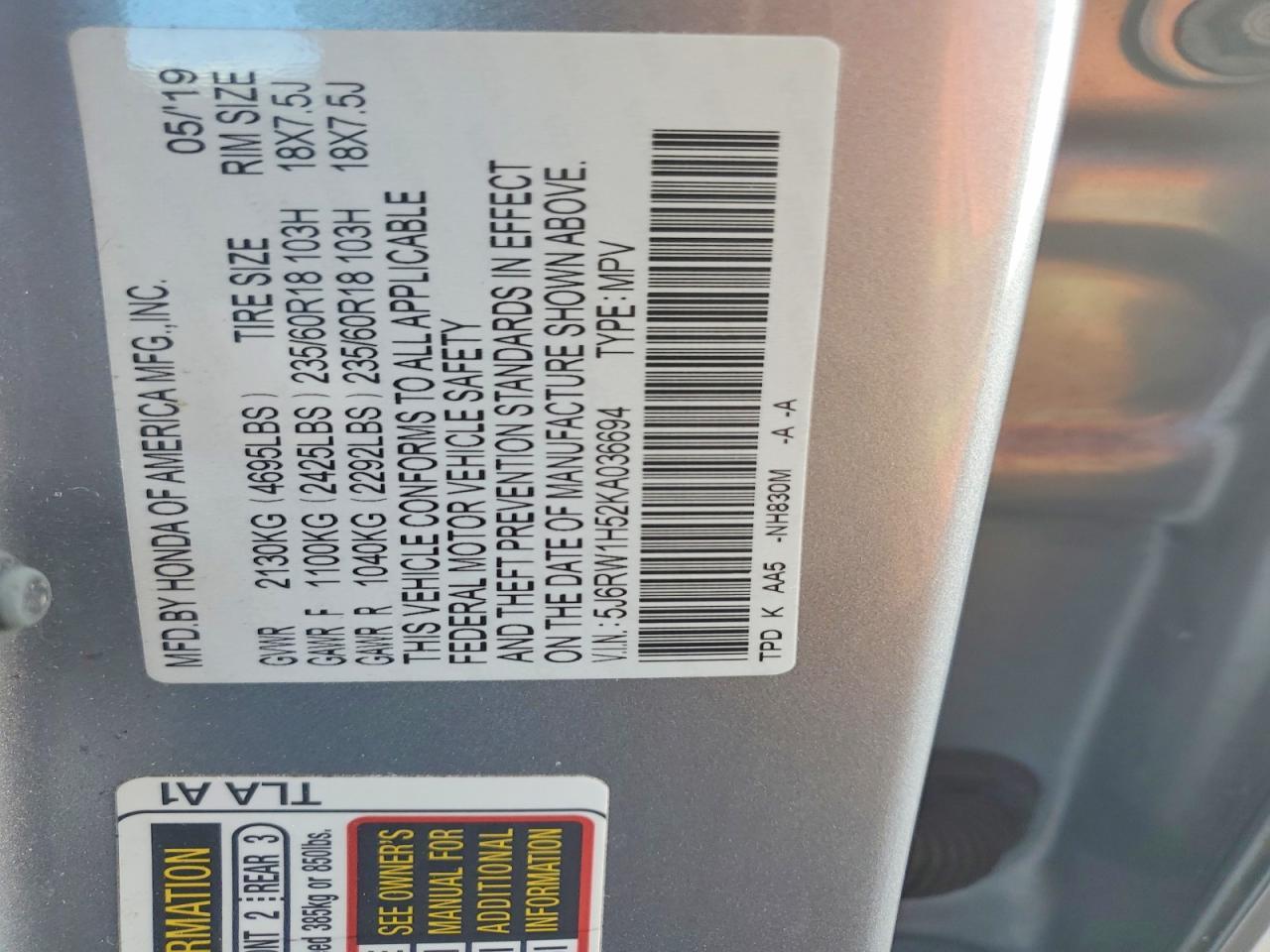 2019 HONDA CR-V