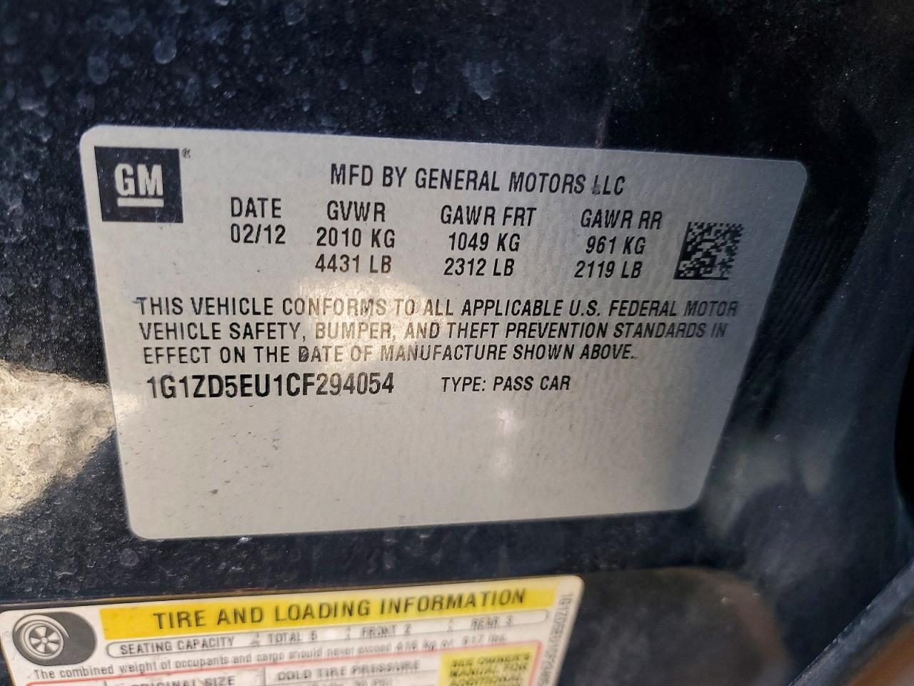 2012 CHEVROLET MALIBU