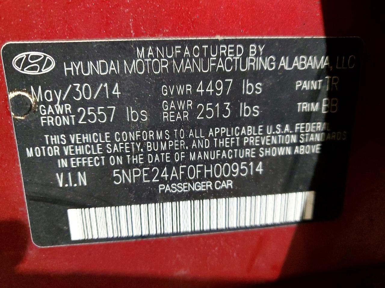 2015 HYUNDAI SONATA