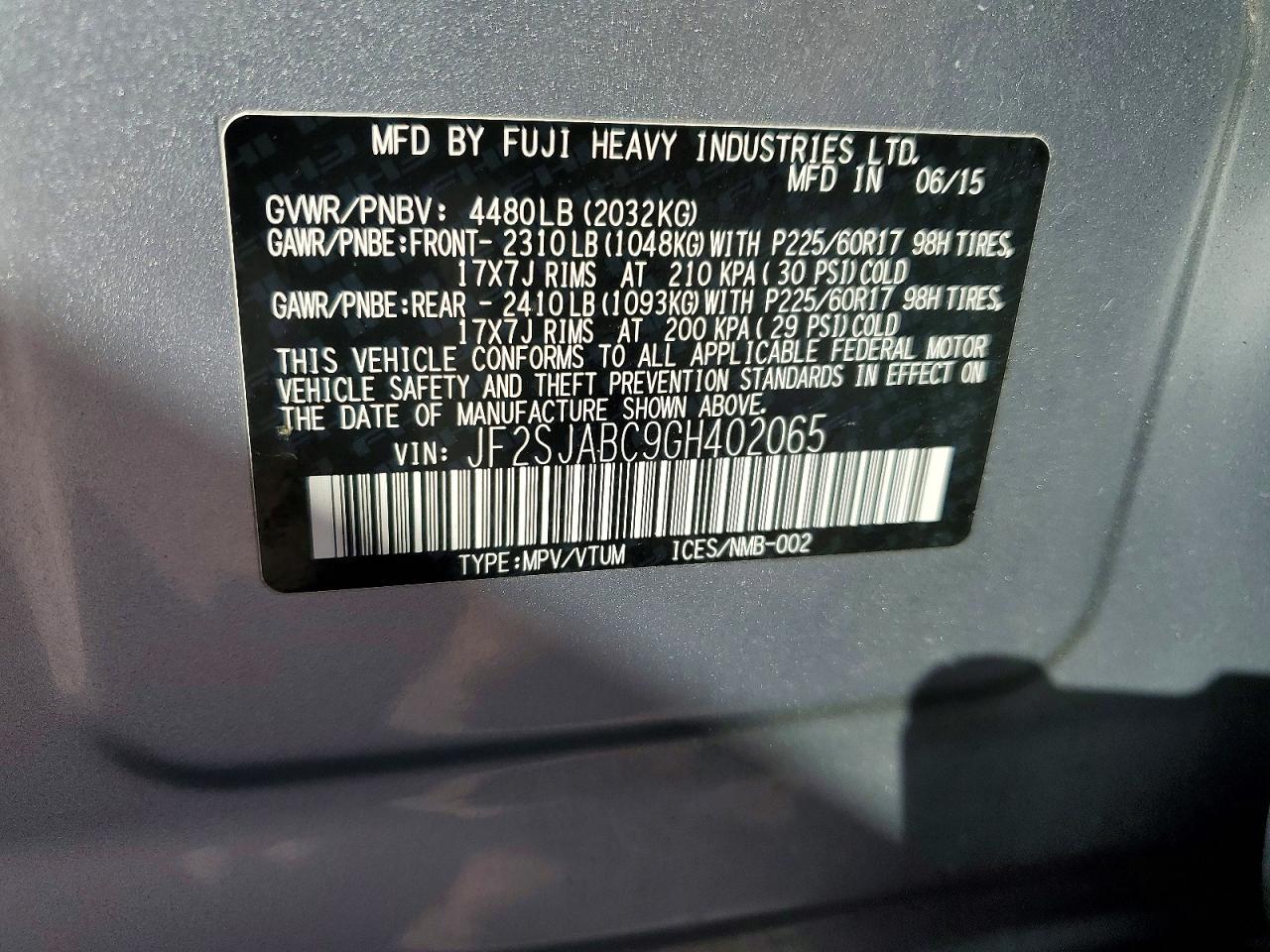 2016 SUBARU FORESTER