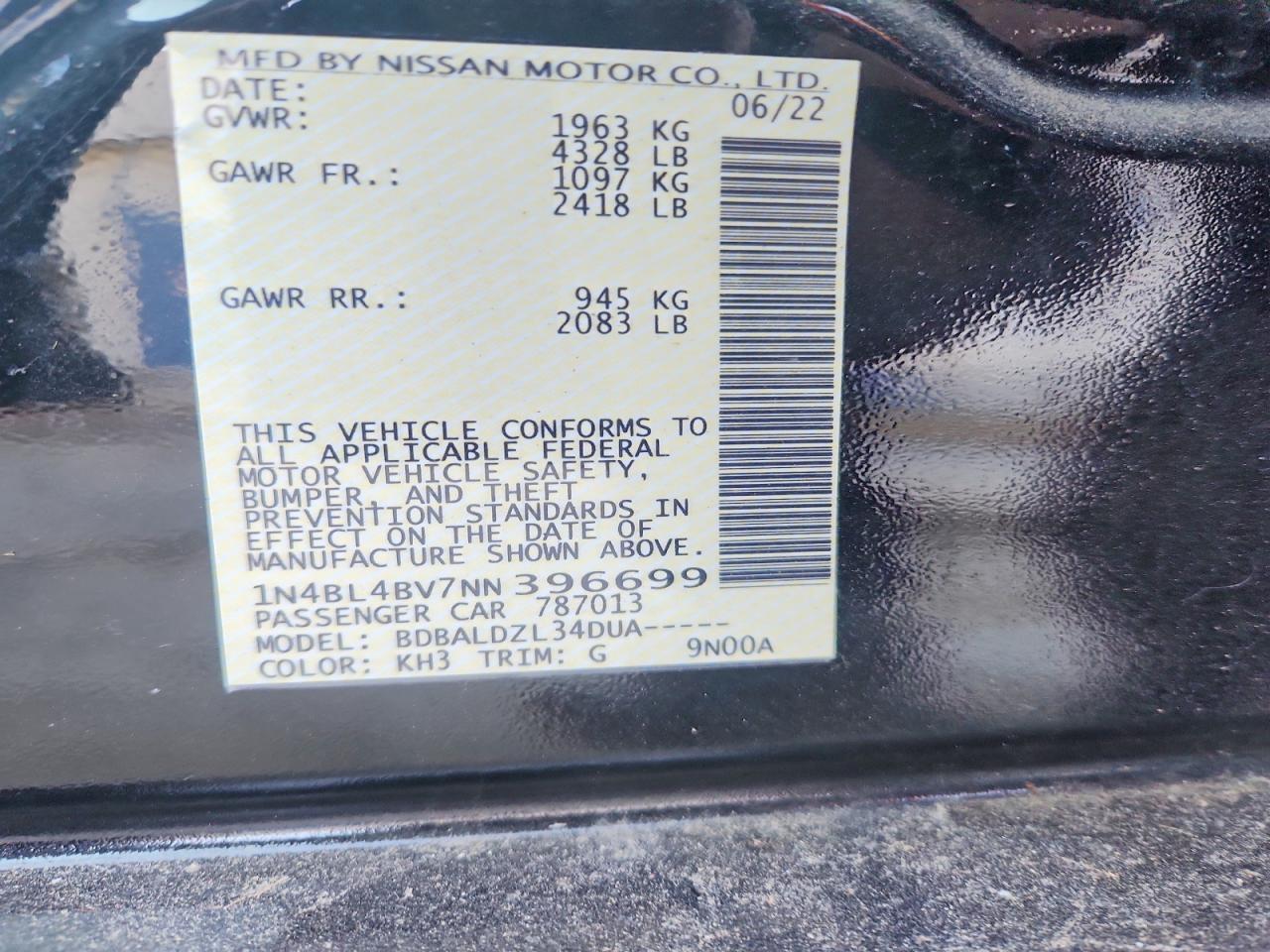 2022 NISSAN ALTIMA