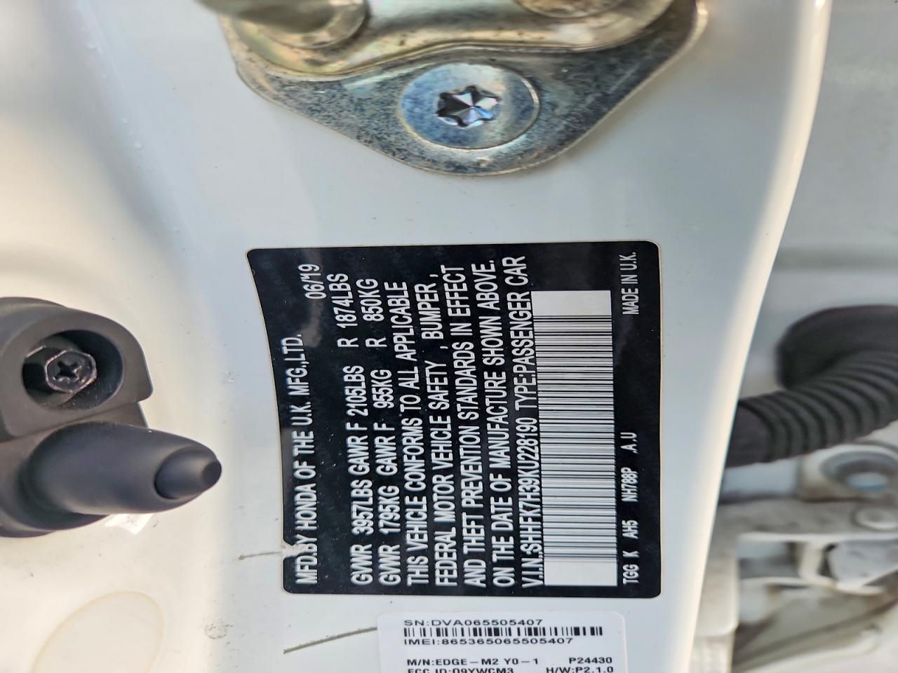 2019 HONDA CIVIC