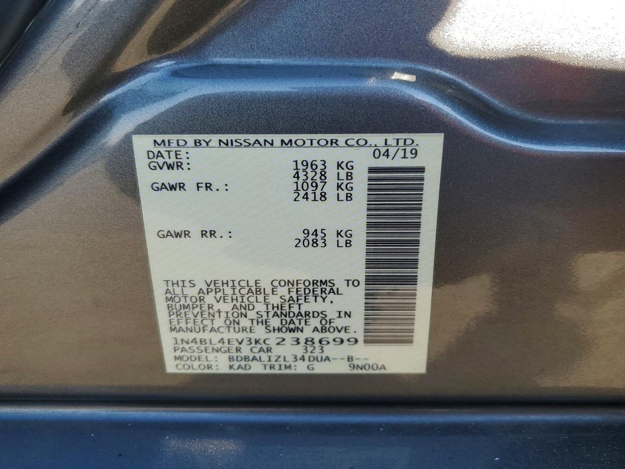 2019 NISSAN ALTIMA