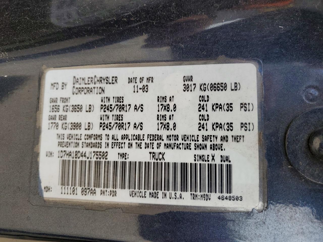 2003 DODGE RAM 1500