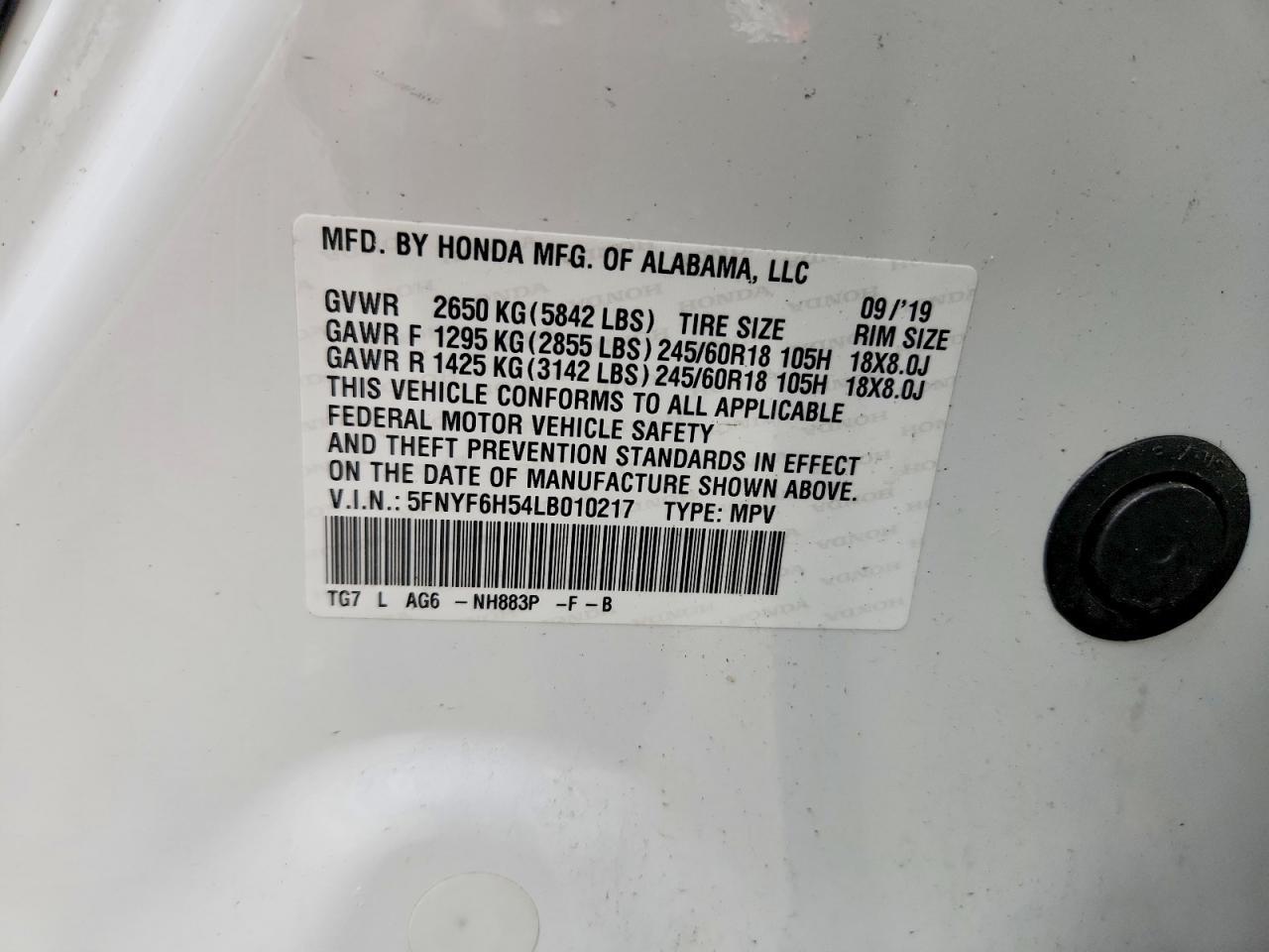 2020 HONDA PILOT