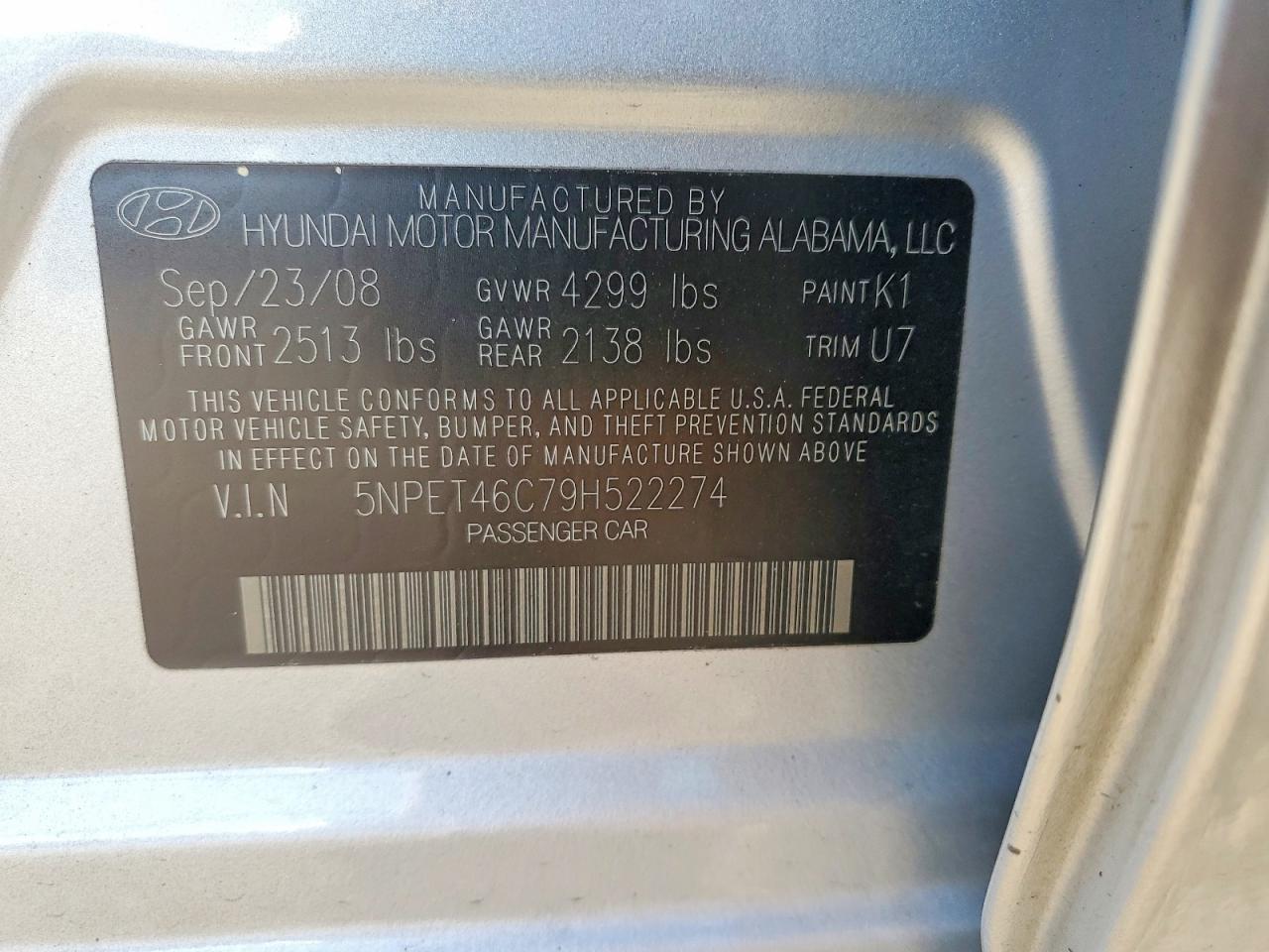 2009 HYUNDAI SONATA