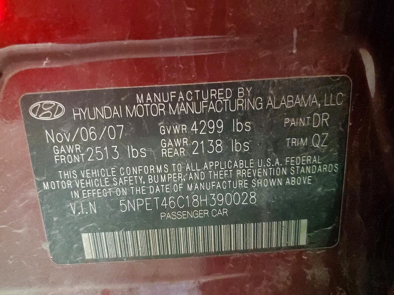 2008 HYUNDAI SONATA